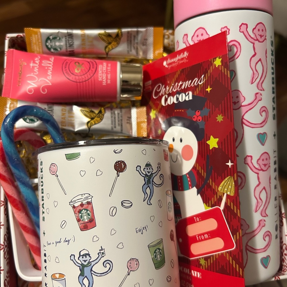 Starbucks Festive Mug and Thermos Set - Pink and White